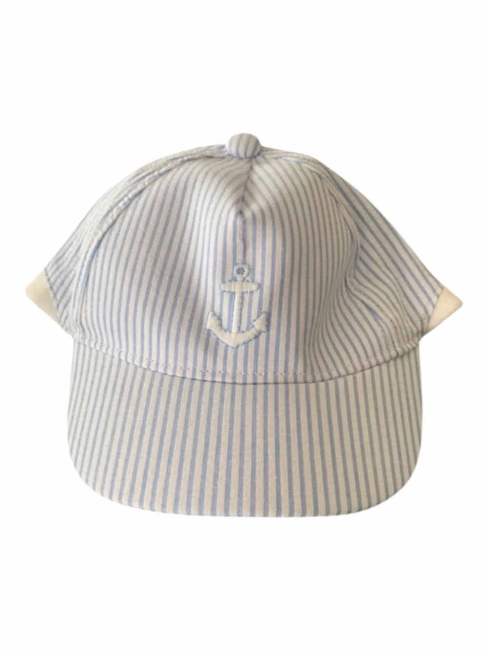 Janie and Jack Seersucker Anchor Embroidered Cap